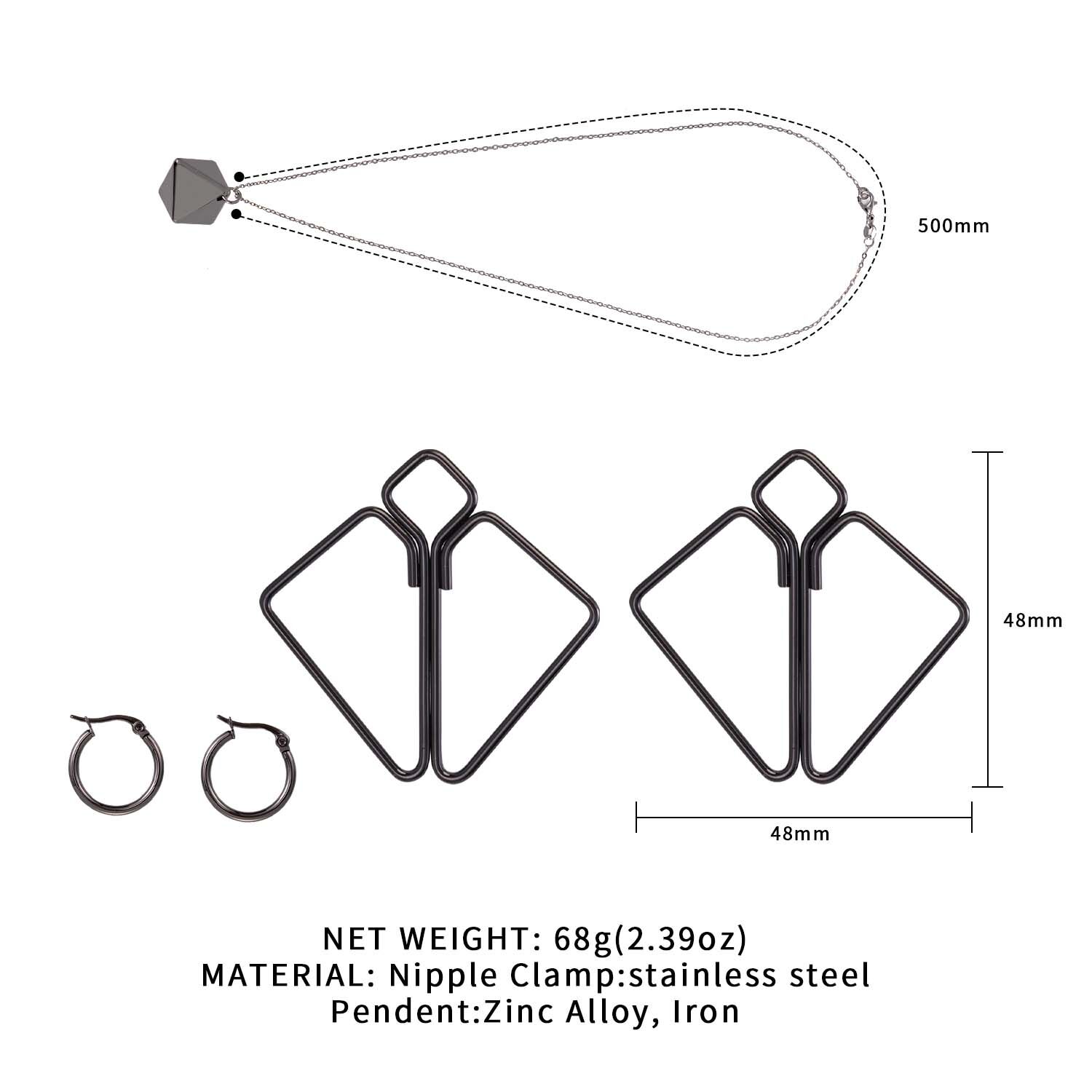 Зажимы для сосков с тяжелой подвеской LOCKINK Nipple Clamps with Heavy Pendant, серебристые
