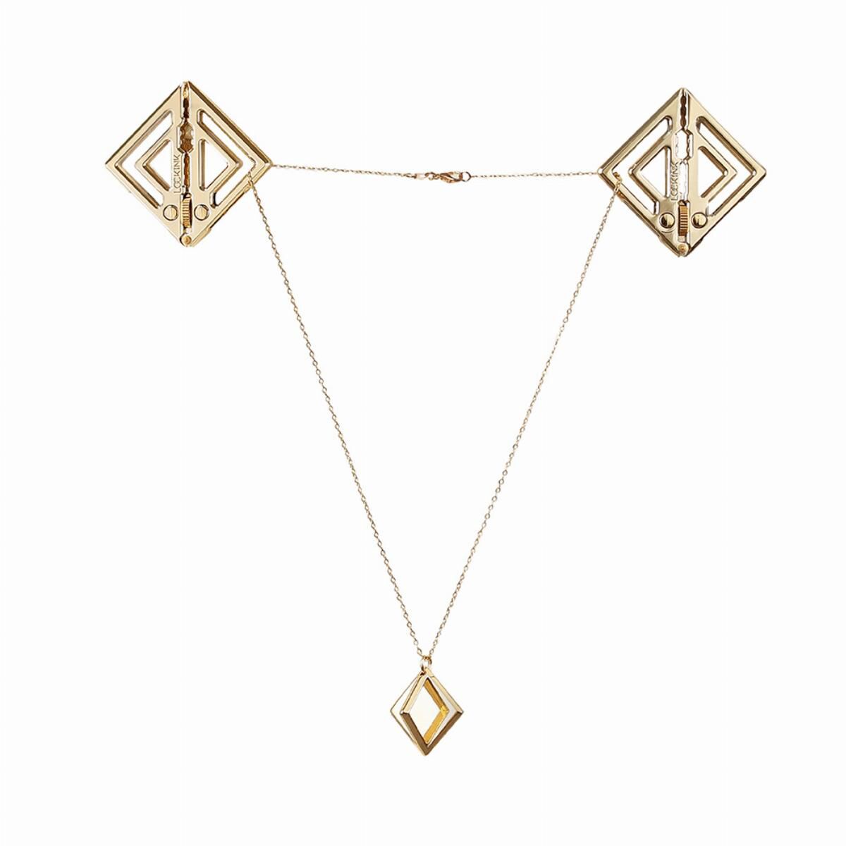 Зажимы для сосков с легкой подвеской LOCKINK Adjustable Nipple Clamps with Light Pendant, золотистые