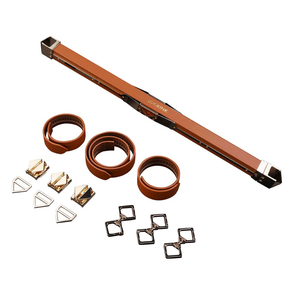 Фиксатор-распорка LOCKINK Adjustable Spreader Bar Set, коричневый, кожаный, ремни для шеи, рук/ног