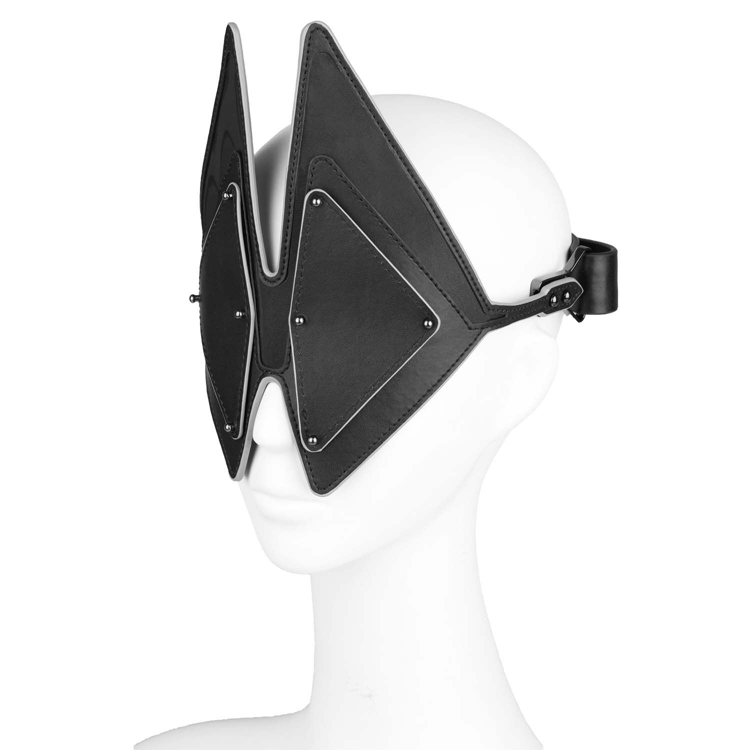 Маска на глаза LOCKINK Vixen Blindfold, черная, натуральная кожа, регулируемый объем