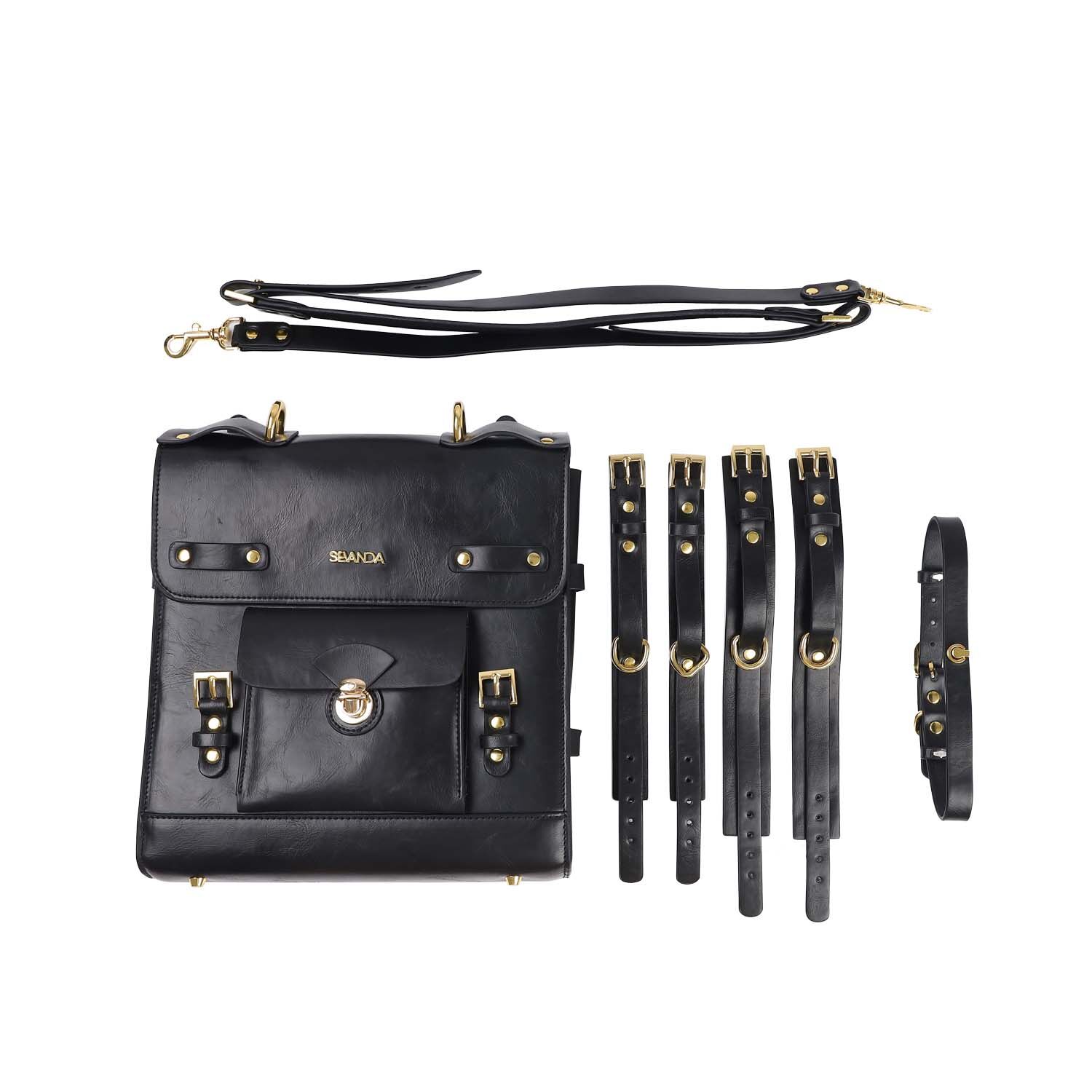 Сумка-трансформер для зберігання секс-іграшок LOCKINK Detachable JK Bag, чорна, ПВХ