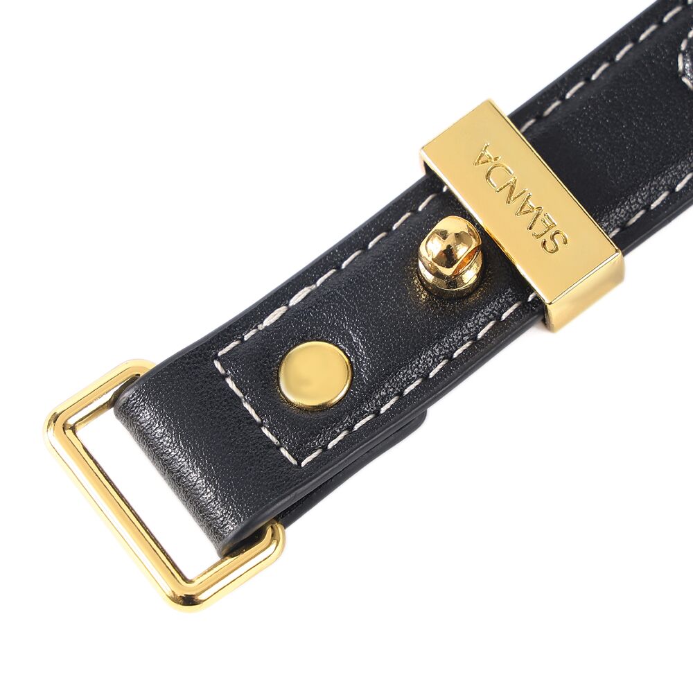 Нашийник з повідцем LOCKINK SEVANDA Love Heart Butterfly Leather Collar Set, чорно-рожевий, з бантом