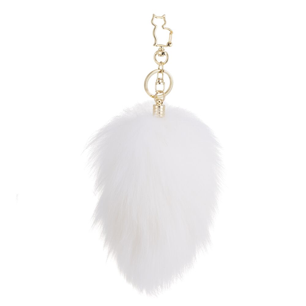 Металева анальна пробка — кролячий хвіст LOCKINK SEVANDA White Bunny-Tail Anal Rose-shape Plug