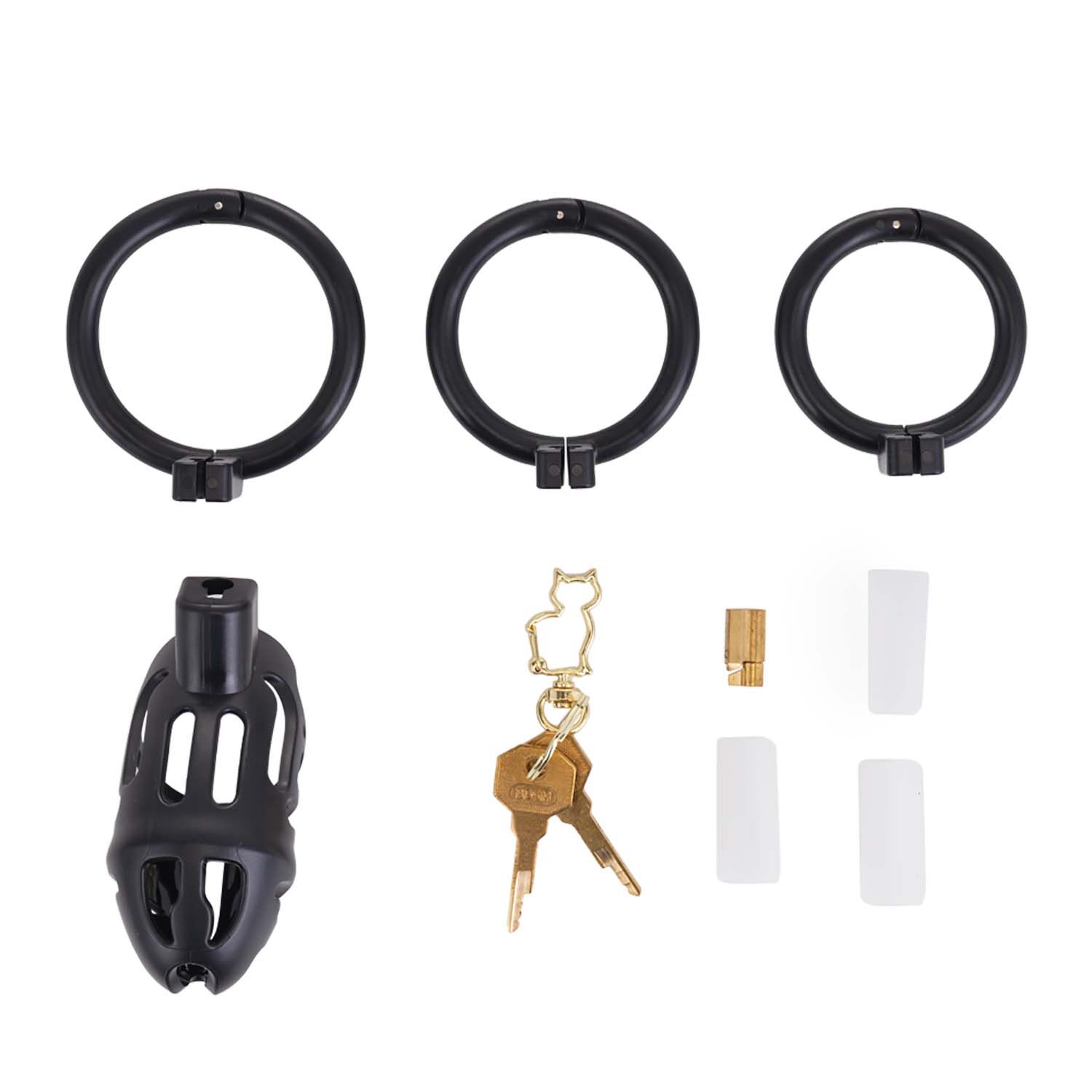 Клетка для пениса LOCKINK SEVANDA Naja-Cobra Chastity Cage Satin Black, 3 кольца разных размеров