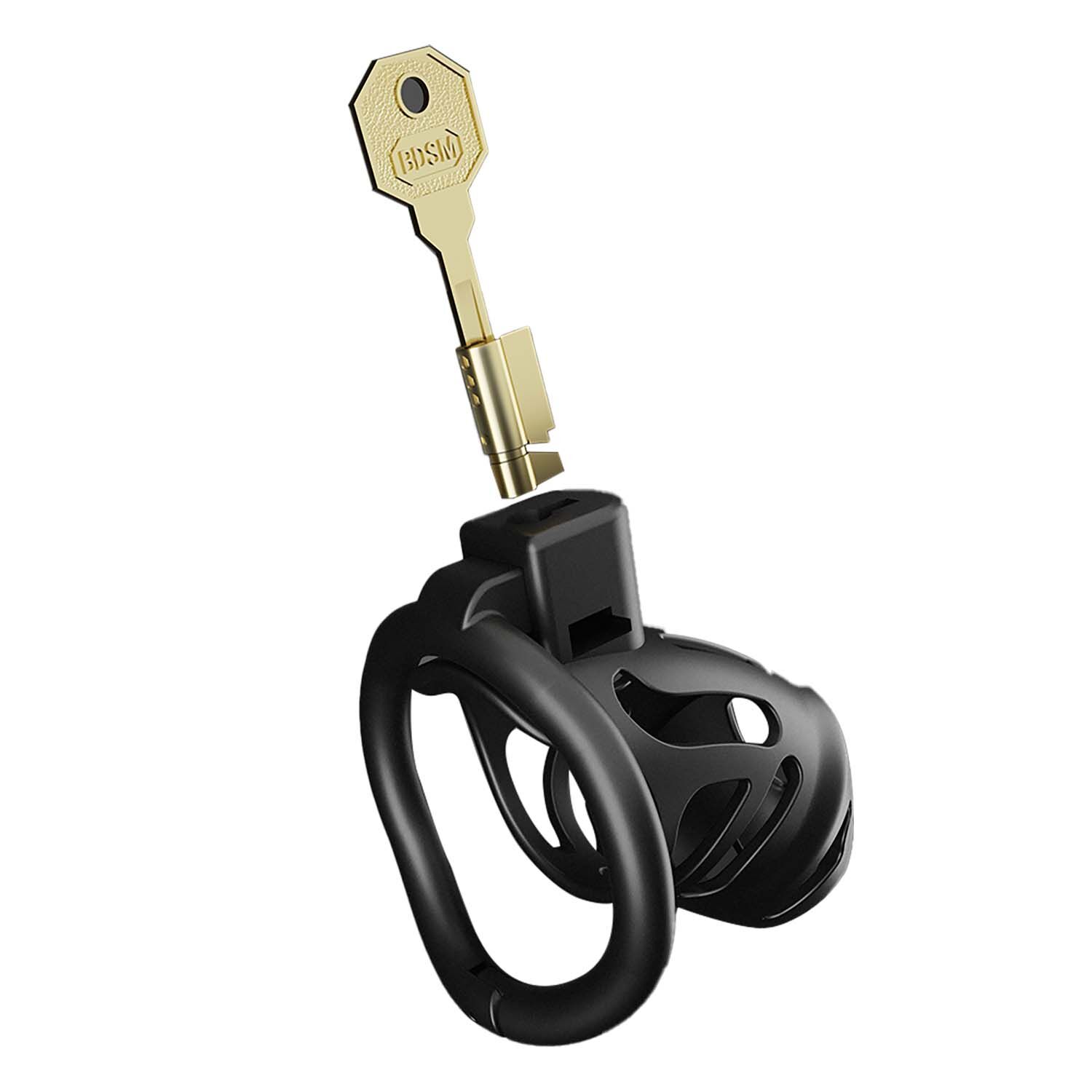 Клетка для пениса LOCKINK SEVANDA Naja-Cobra Chastity Cage Satin Black, 3 кольца разных размеров