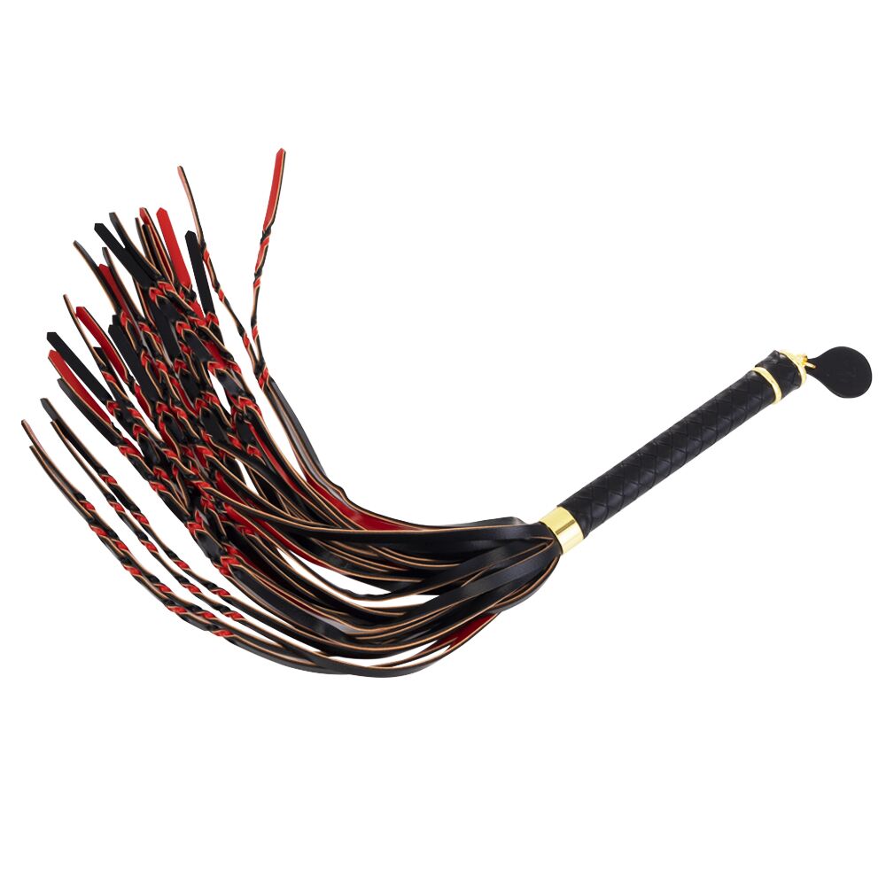 Флогер LOCKINK SEVANDA Red & Black Braided Tail Flogger, червоно-чорний, хвости з вузликами