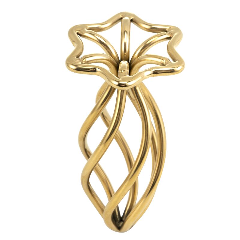 Металева анальна пробка LOCKINK SEVANDA Hollow Spiral Golden, L, золотиста, діаметр 3,9 см