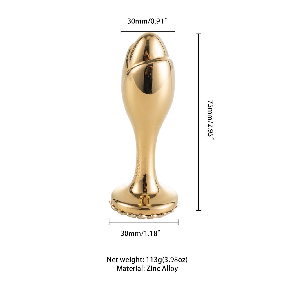 Металева анальна пробка LOCKINK SEVANDA Pearl Rose-shape Anal Plug, зі штучною перлиною