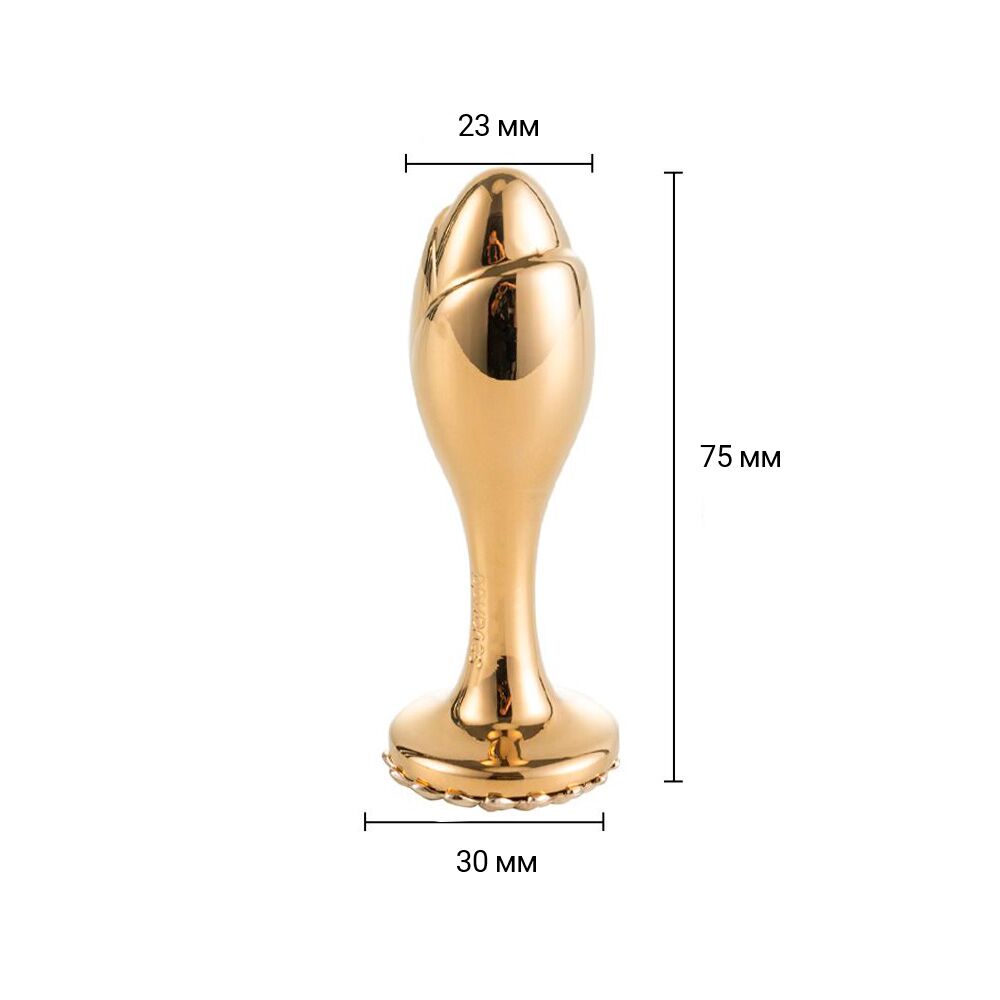 Металлическая анальная пробка LOCKINK SEVANDA Pearl Rose-shape Anal Plug, с искусственной жемчужиной