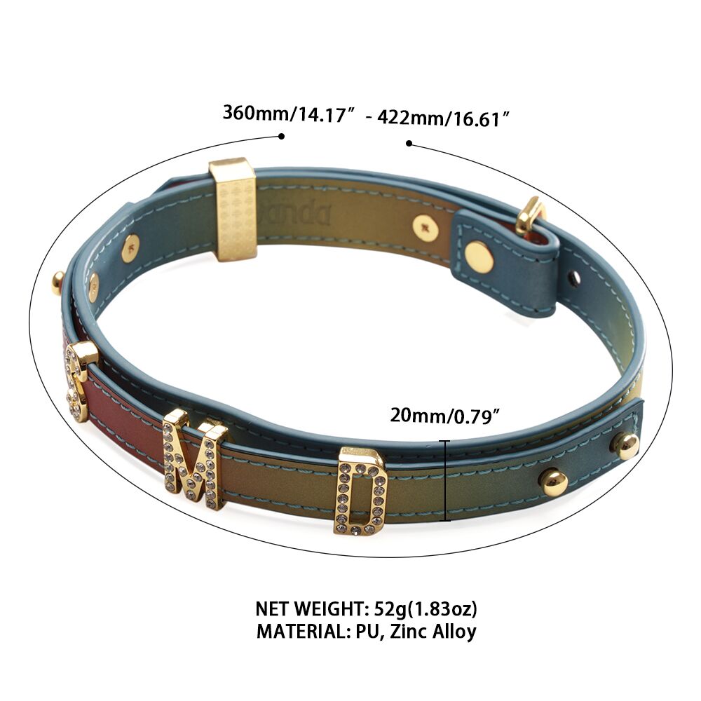 Ошейник LOCKINK Multi-color DIY Alphabet Collar, мультицвет, искусственная кожа, буквы со стразами