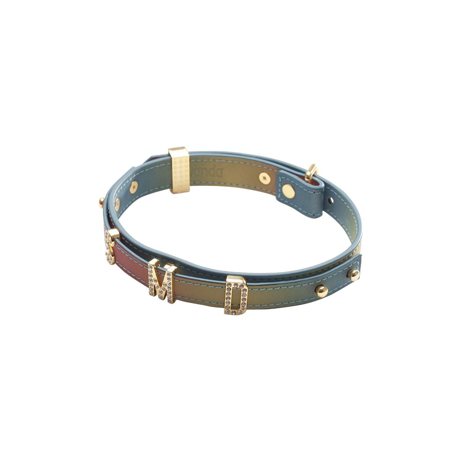 Ошейник LOCKINK Multi-color DIY Alphabet Collar, мультицвет, искусственная кожа, буквы со стразами