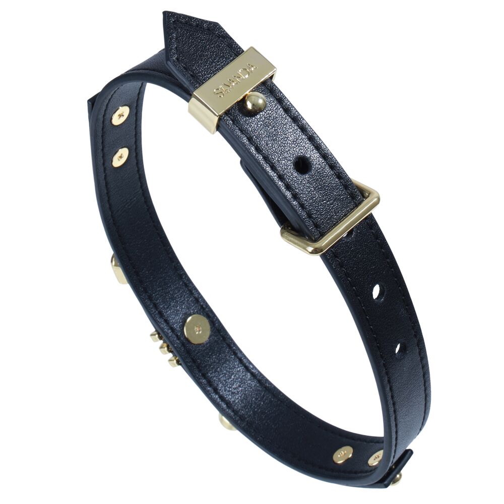 Ошейник LOCKINK Dark DIY Alphabet Collar, черный, искусственная кожа, буквы со стразами