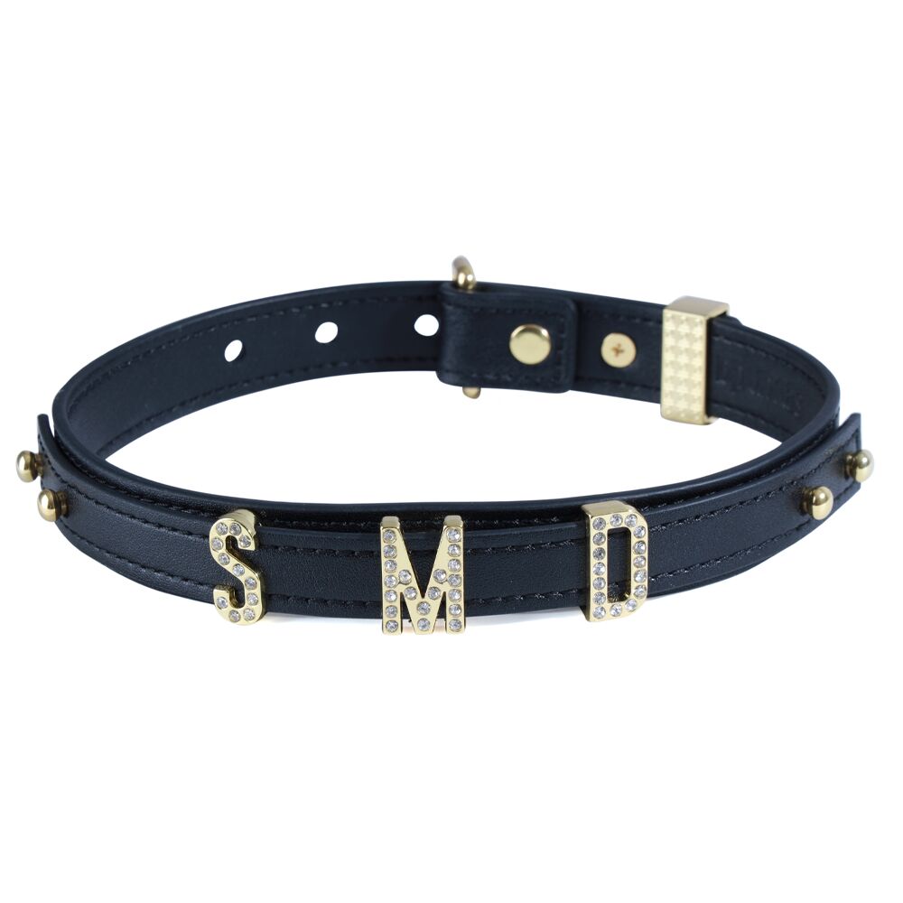 Ошейник LOCKINK Dark DIY Alphabet Collar, черный, искусственная кожа, буквы со стразами