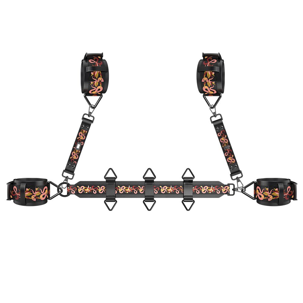 БДСМ-набір LOCKINK The Flowering Serpent Bondage Set, чорний, з малюнком у вигляді змій, 12 предметів