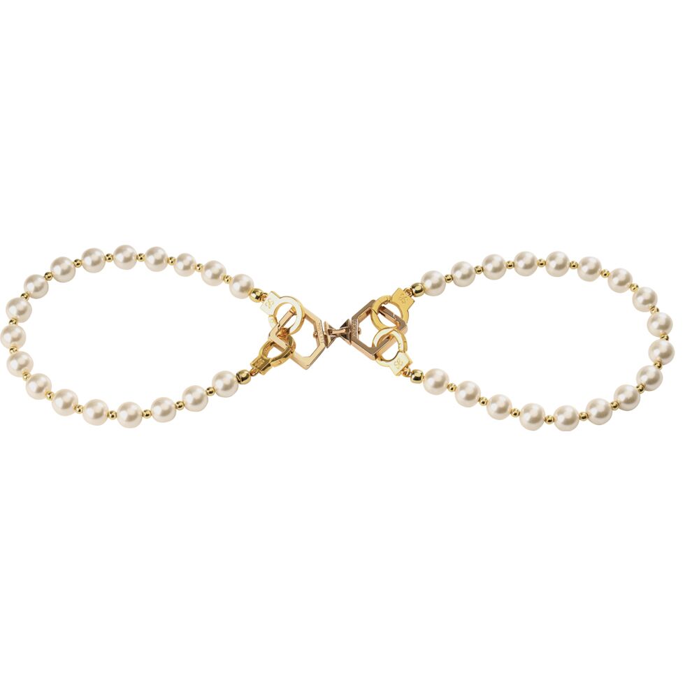 Жемчужный набор для фиксации LOCKINK Pearl Bondage & Restraint Set, наручники, поножи, поводок