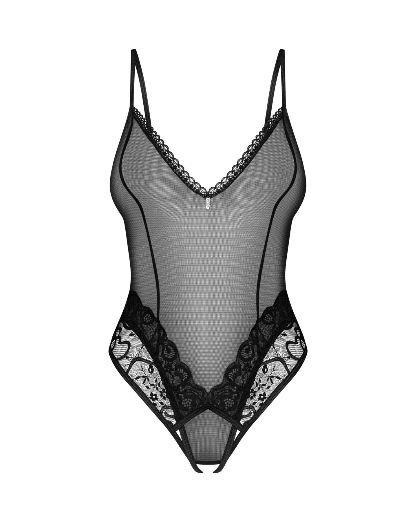Тедди с доступом Obsessive Blomentis crotchless teddy, XS/S, прозрачное, открытая спина, низ-стринги