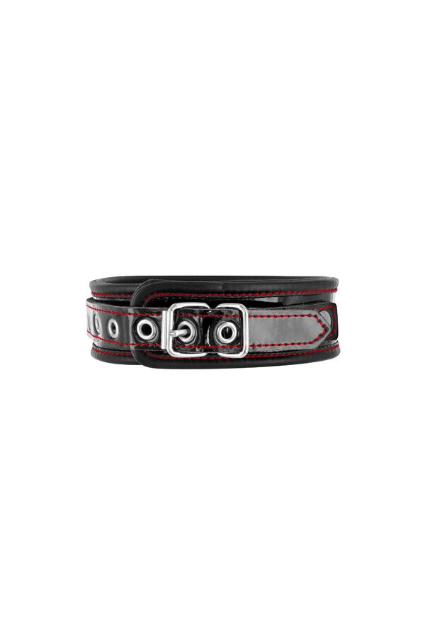 Нашийник із натуральної шкіри Fetish Tentation Premium Patent leather choker, кріпильне кільце