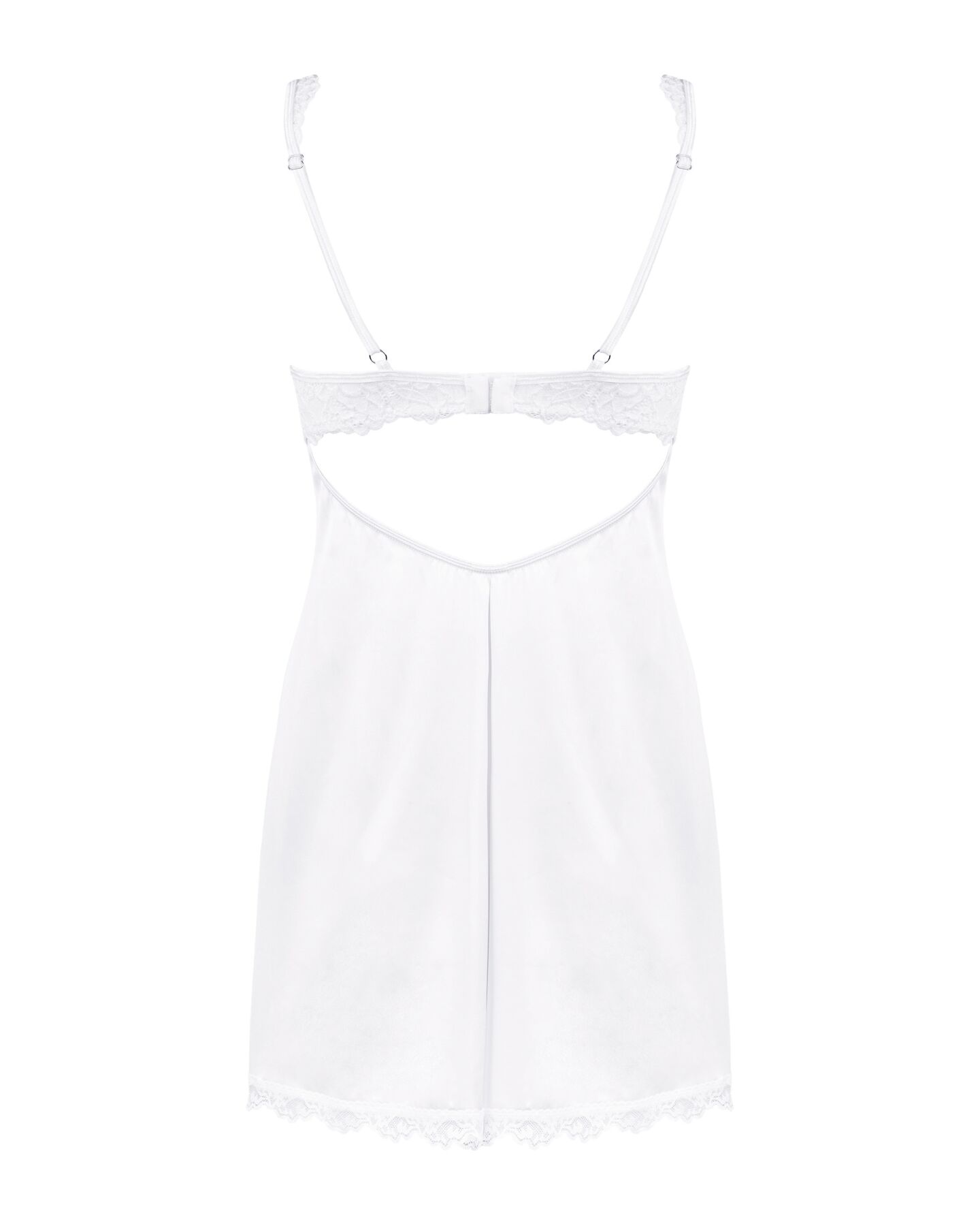 Сорочка Obsessive Amor Blanco underwire chemise & thong,L/XL, біла, мереживний ліф, стрінги в наборі