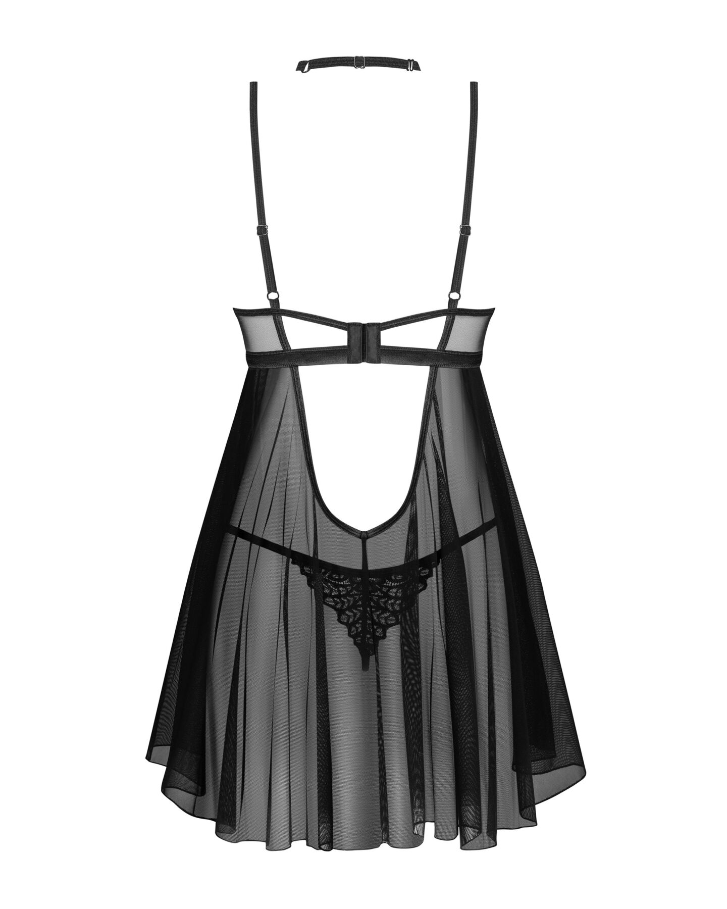 Бебі-дол Obsessive Donarella babydoll & thong, M/L, мереживний ліф, чокер та стрінги в комплекті