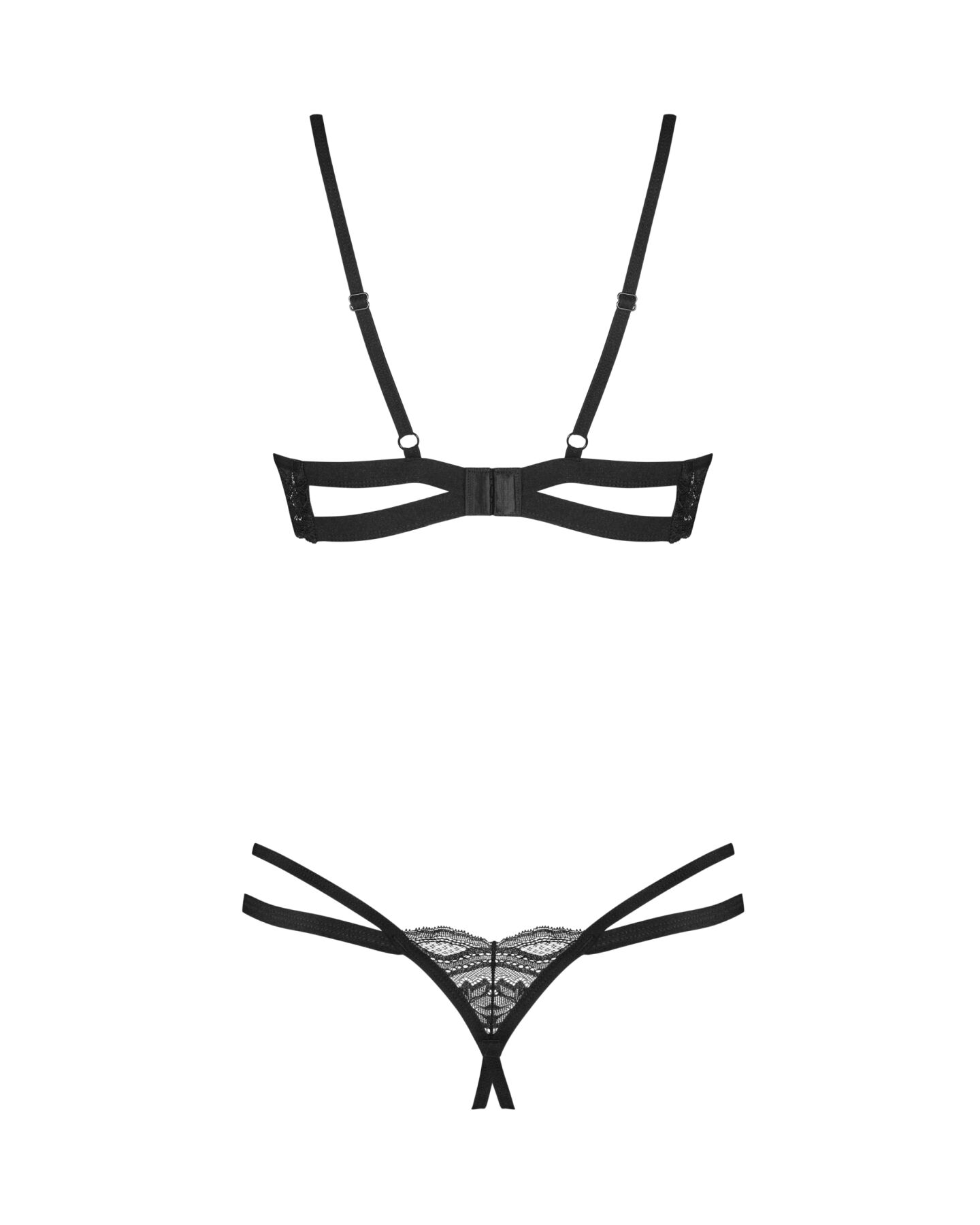 Комплект Obsessive Nutris 2-pcs crotchless set, XL/2XL, ліф з відкритими чашками, трусики з доступом