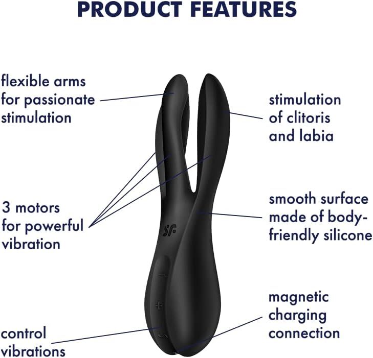 Клиторальный вибратор Satisfyer Threesome 2 Black, 3 гибких пальчика, 3 мотора
