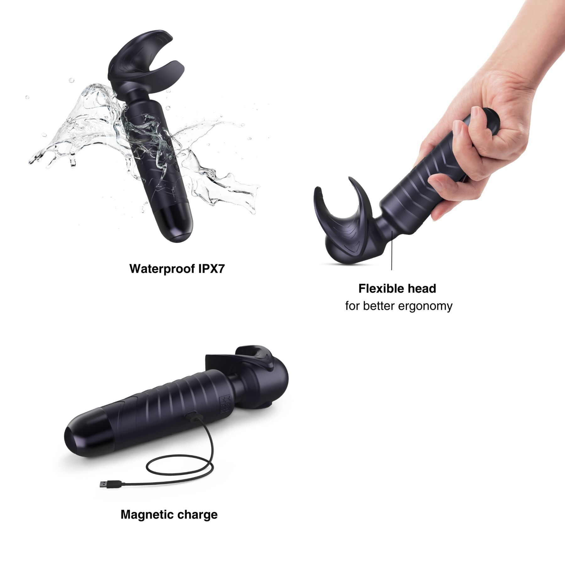 Мастурбатор-вибромассажер Manwan MAN.WAND EVO Black Plum, отлично для пар, виброминет