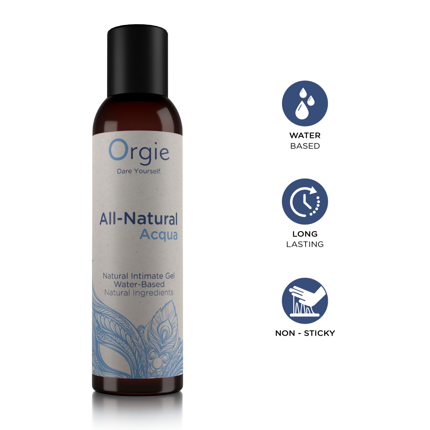 Лубрикант на водной основе Orgie All Natural Acqua, 150 мл, нелипкий, гладкий, натуральный состав
