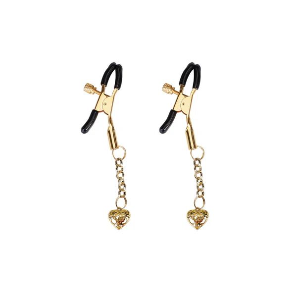 Зажимы для сосков с подвеской Liebe Seele Hollow Heart Nipple Clamps Gold