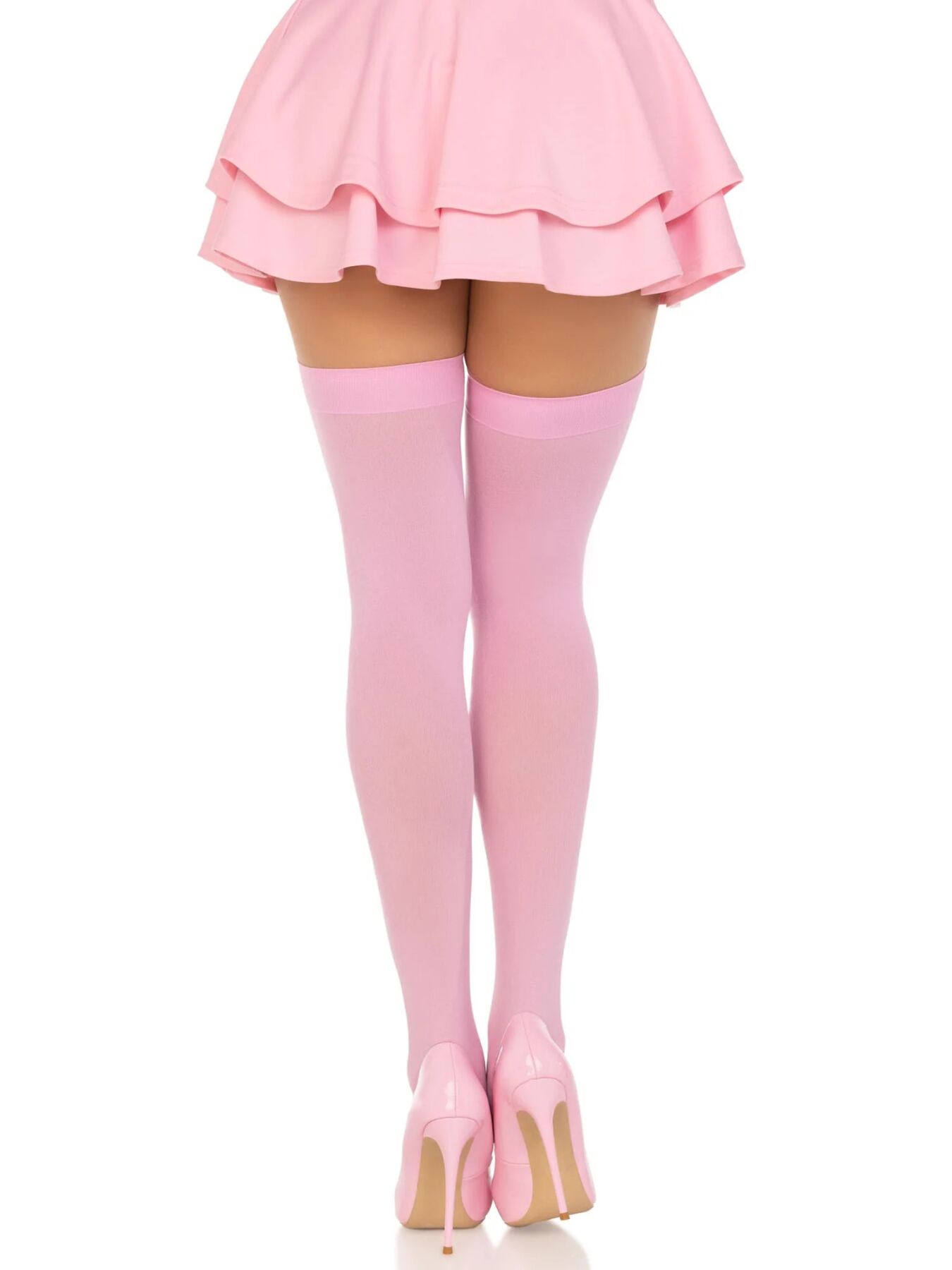 Плотные непрозрачные чулки Leg Avenue Opaque Nylon Thigh Highs Pink, One Size
