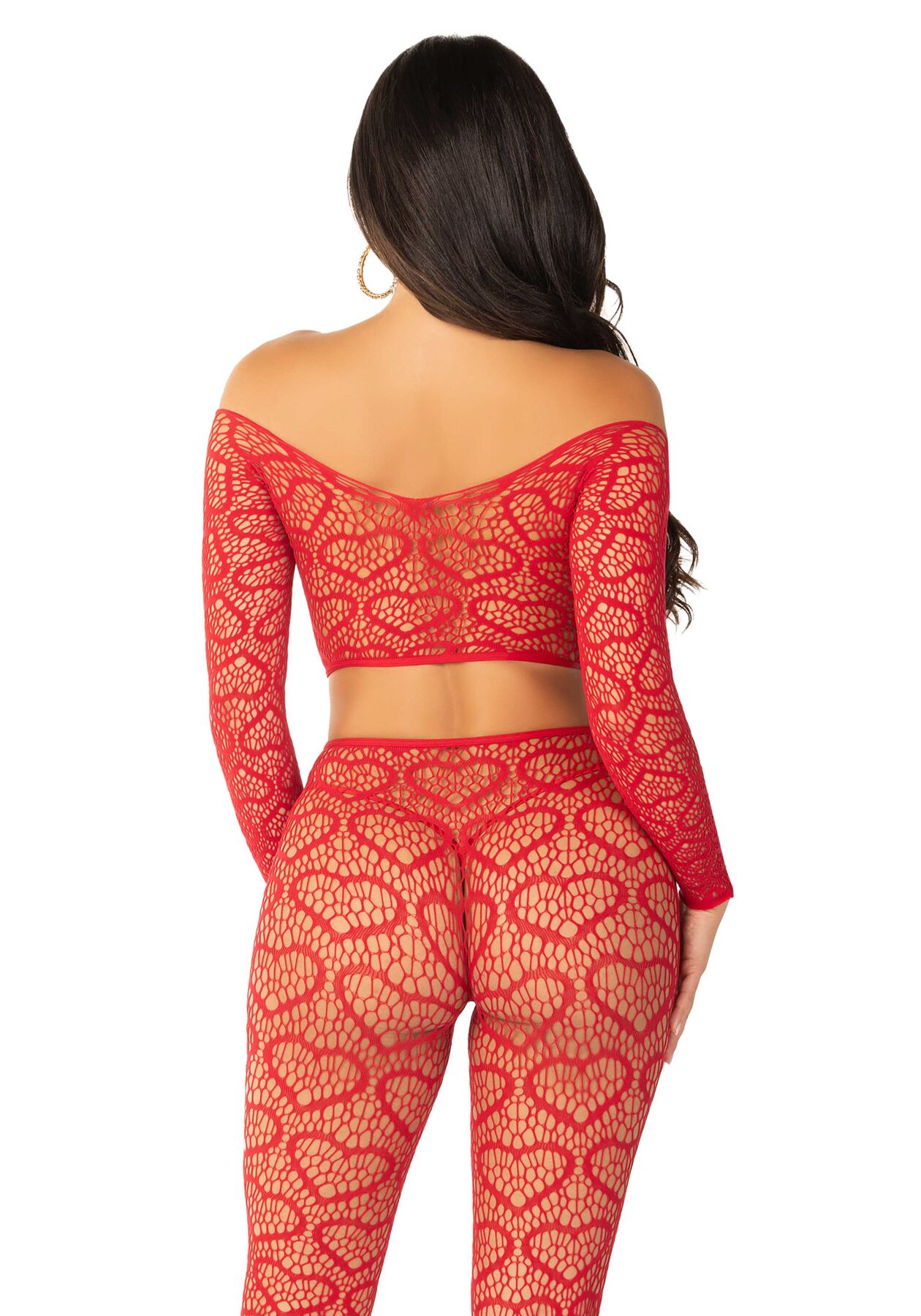 Комплект топ і легінси Leg Avenue Off The Shoulder, One Size, Red, довгий рукав