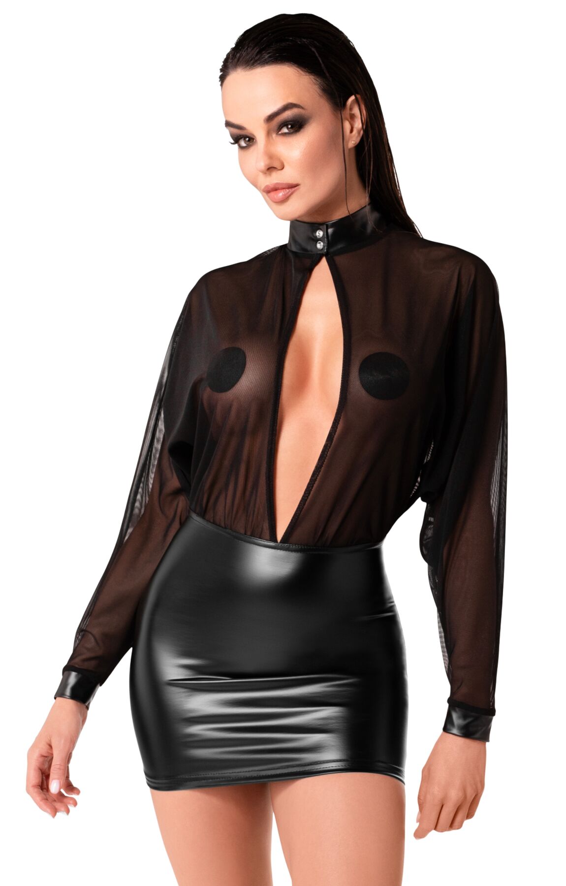 Сукня Noir Handmade F348 Powerwetlook and tulle dress - XL