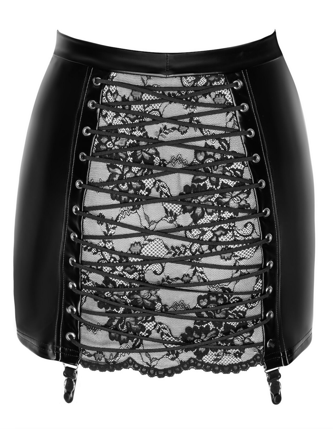 Спідниця Noir Handmade F341 Powerwetlook and lace skirt - S