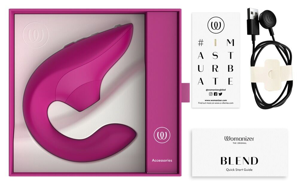 Вагінально-кліторальний стимулятор Womanizer Blend Vibrant Pink, вібрація + вакуум, 2 мотори