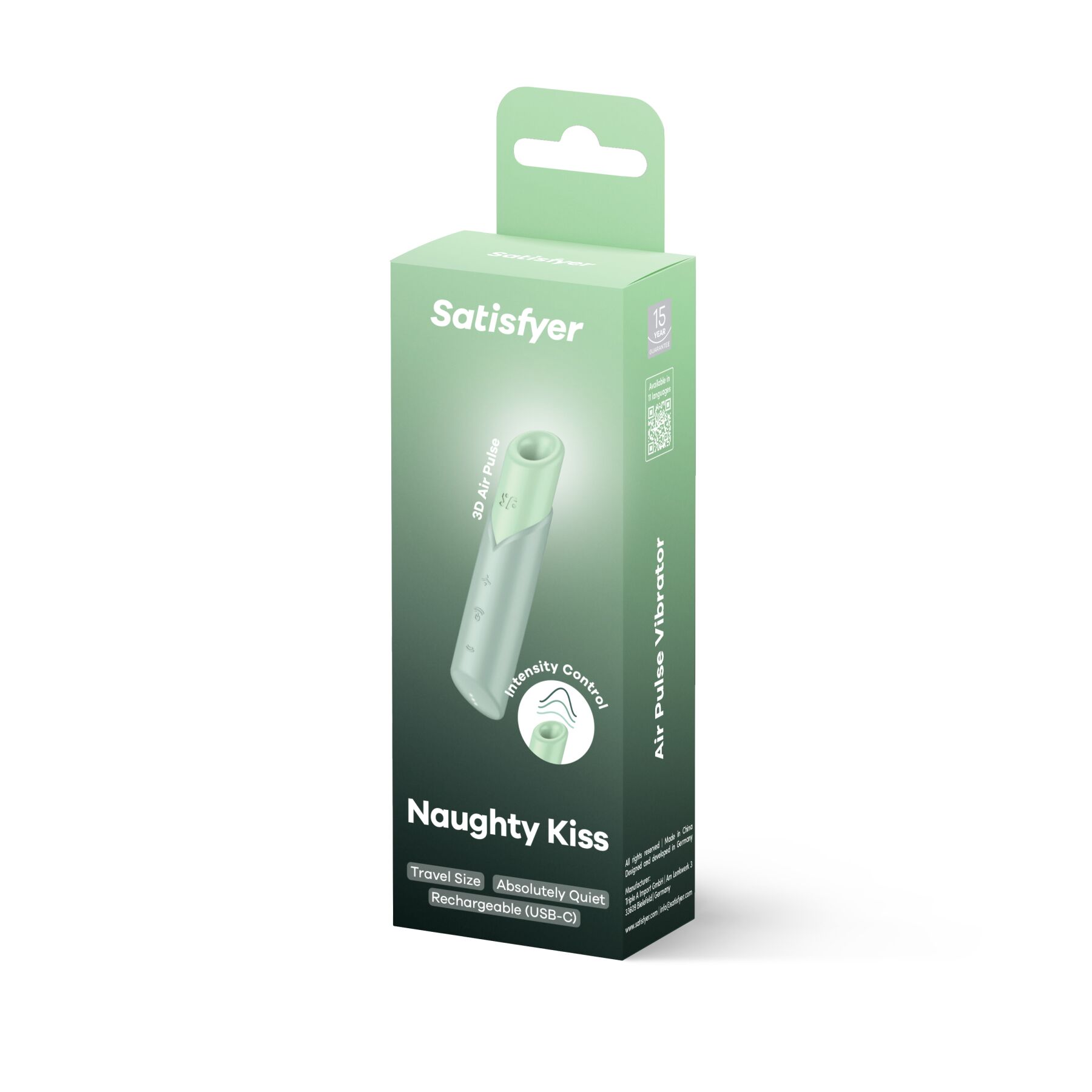 Вакуумний стимулятор Satisfyer Naughty Kiss, магнітна технологія 3D Air Pulse, 30 режимів роботи