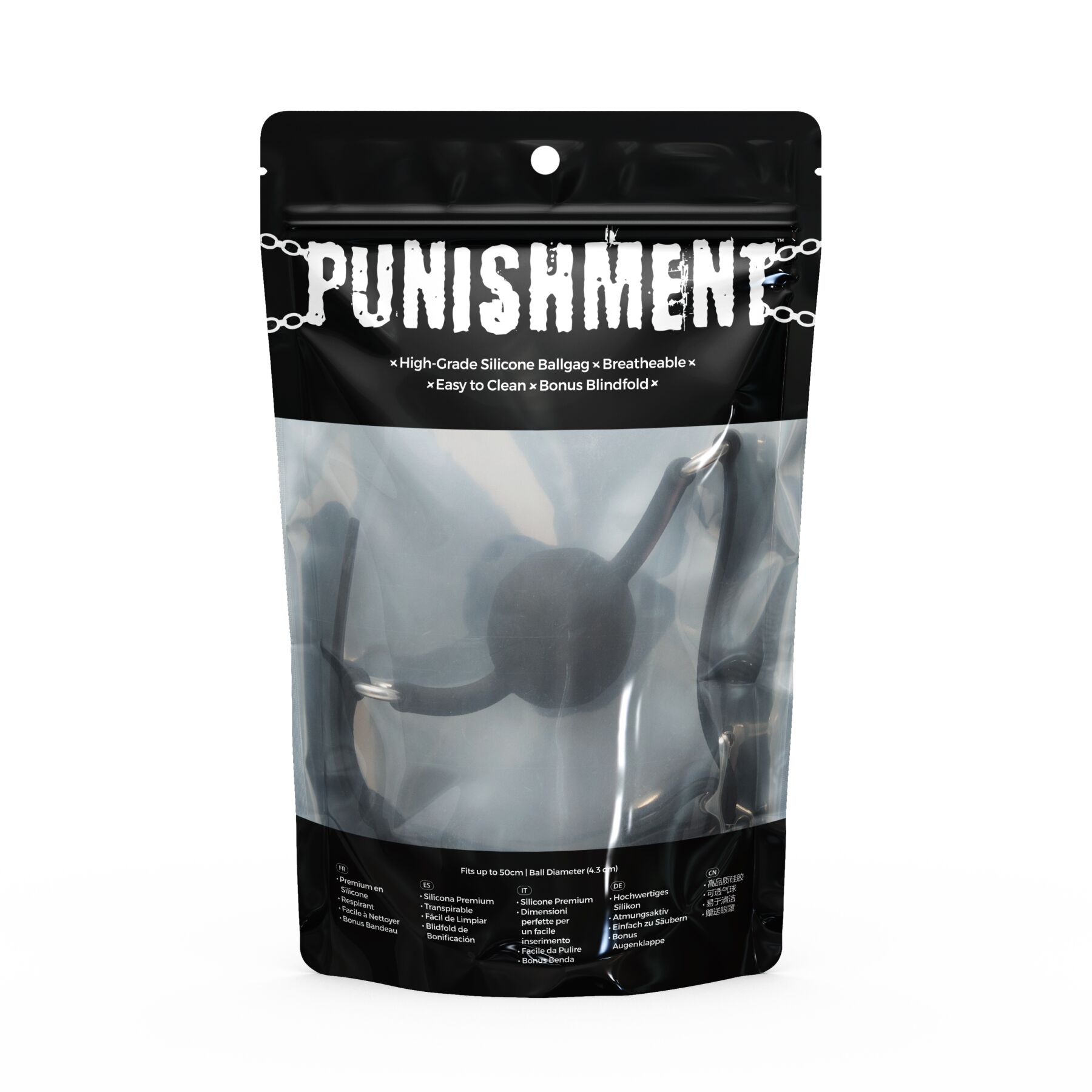 Воздухопроницаемый кляп с силиконовым шариком Punishment – Silicone Ball Gag – Black