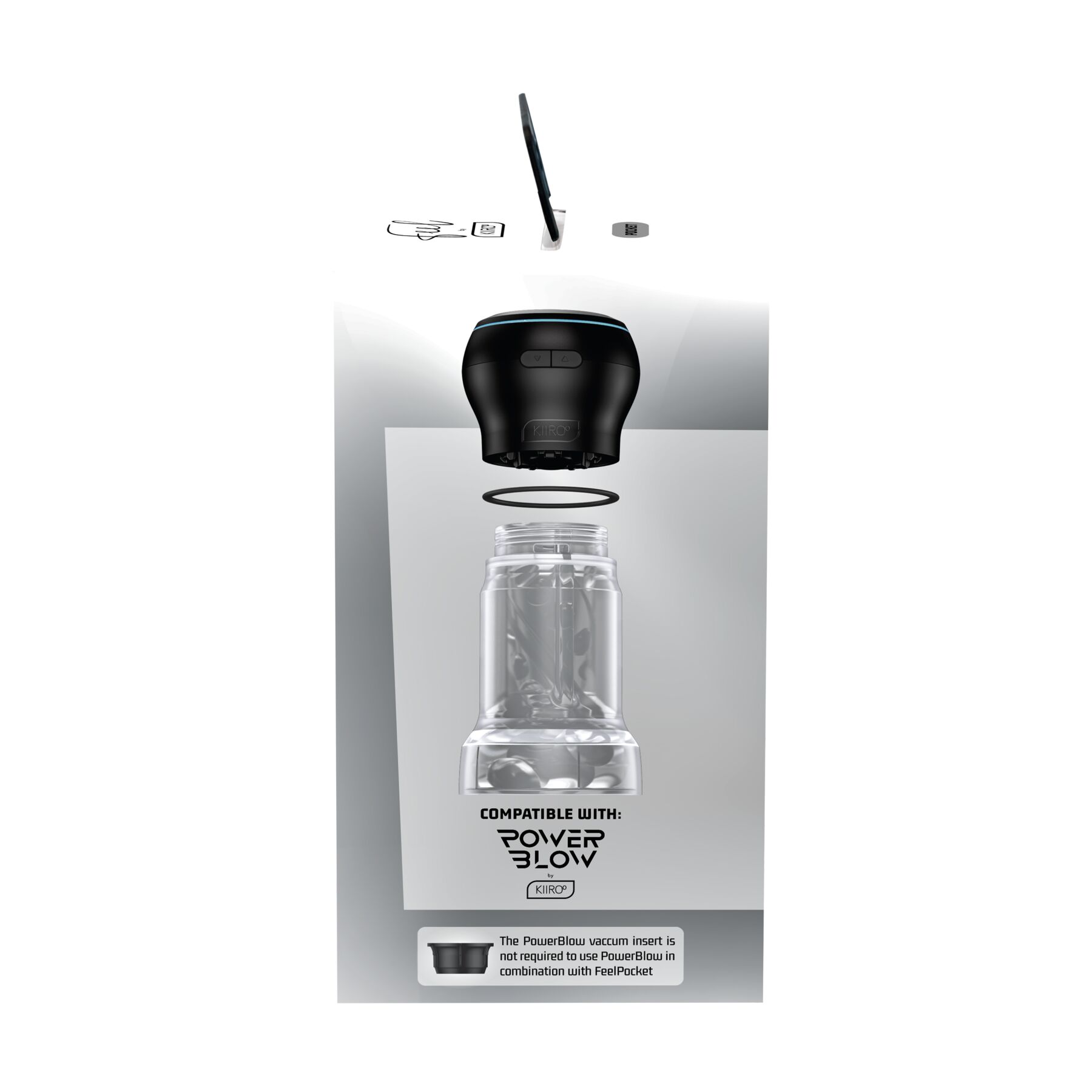 Мастурбатор Kiiroo Feel Pocket Crystal, сумісний з інтерактивною насадкою PowerBlow