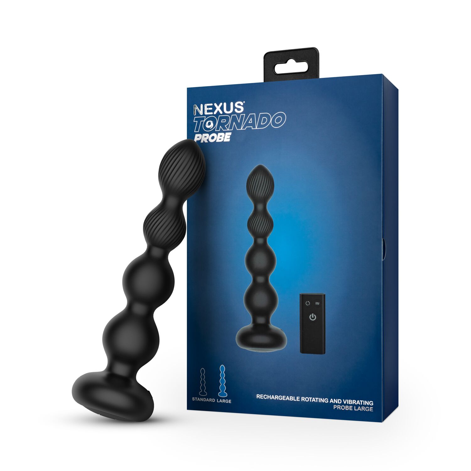Анальный виброротатор Nexus Tornado Probe Edition Large, диаметр 4,5 см, вибрация + ротация, пульт ДУ