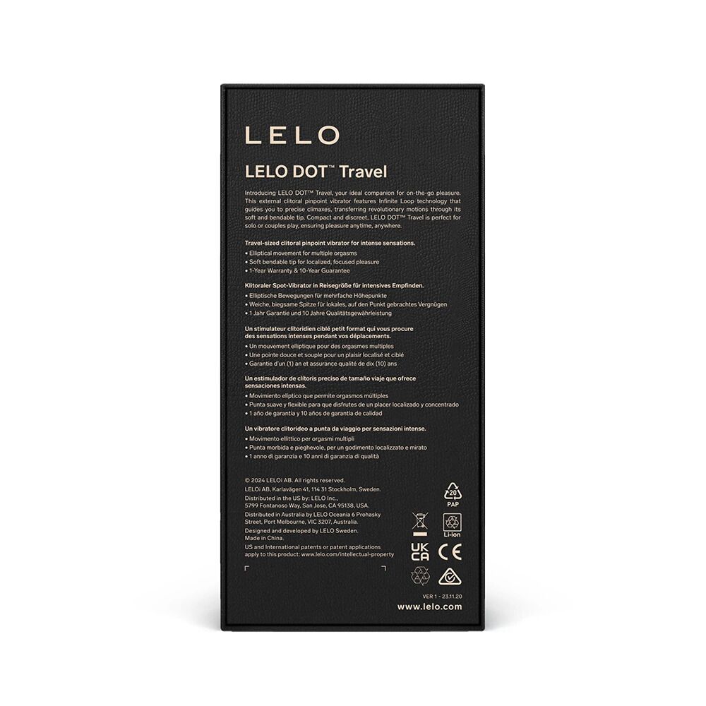 Клиторальный вибратор LELO DOT Travel Purple, точечная стимуляция, 8 режимов