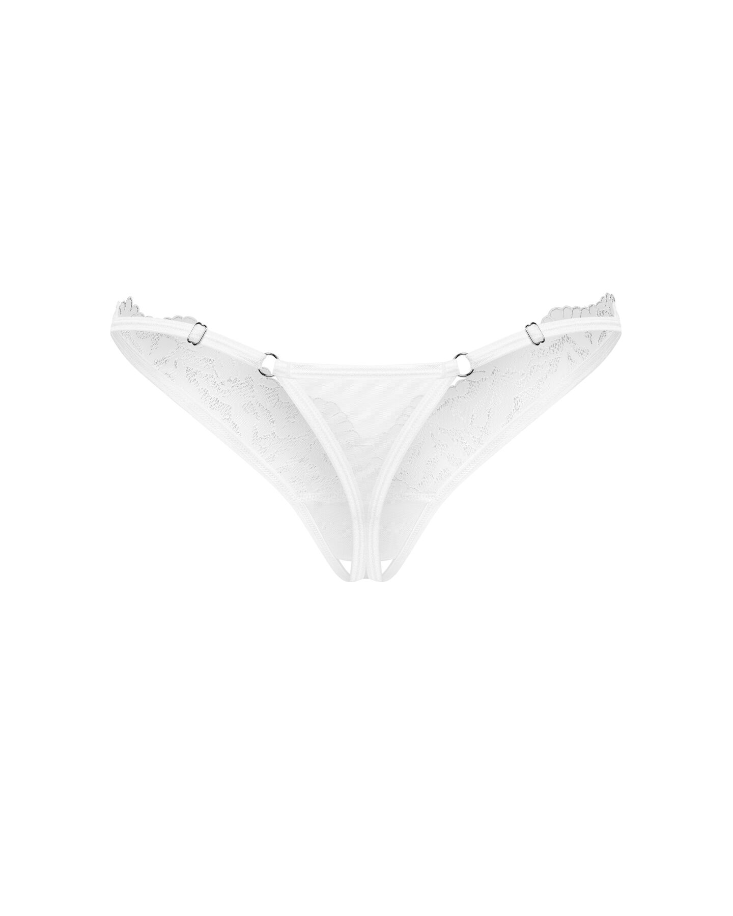 Трусики-стринги с кружевом Obsessive Arrowel White crotchless thong L/XL