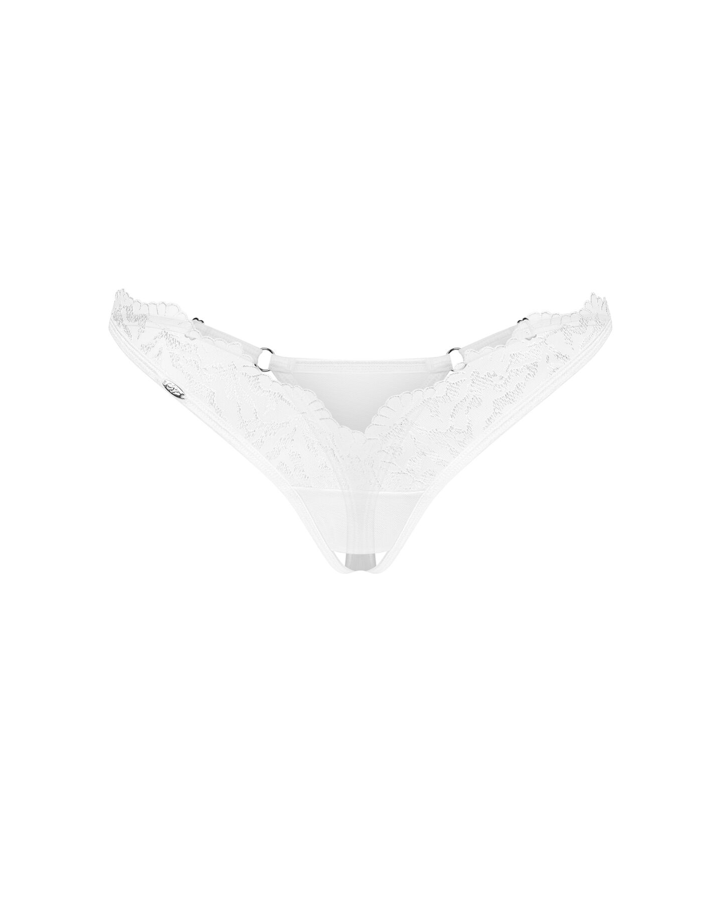 Трусики-стринги с кружевом Obsessive Arrowel White crotchless thong 2XL/3XL