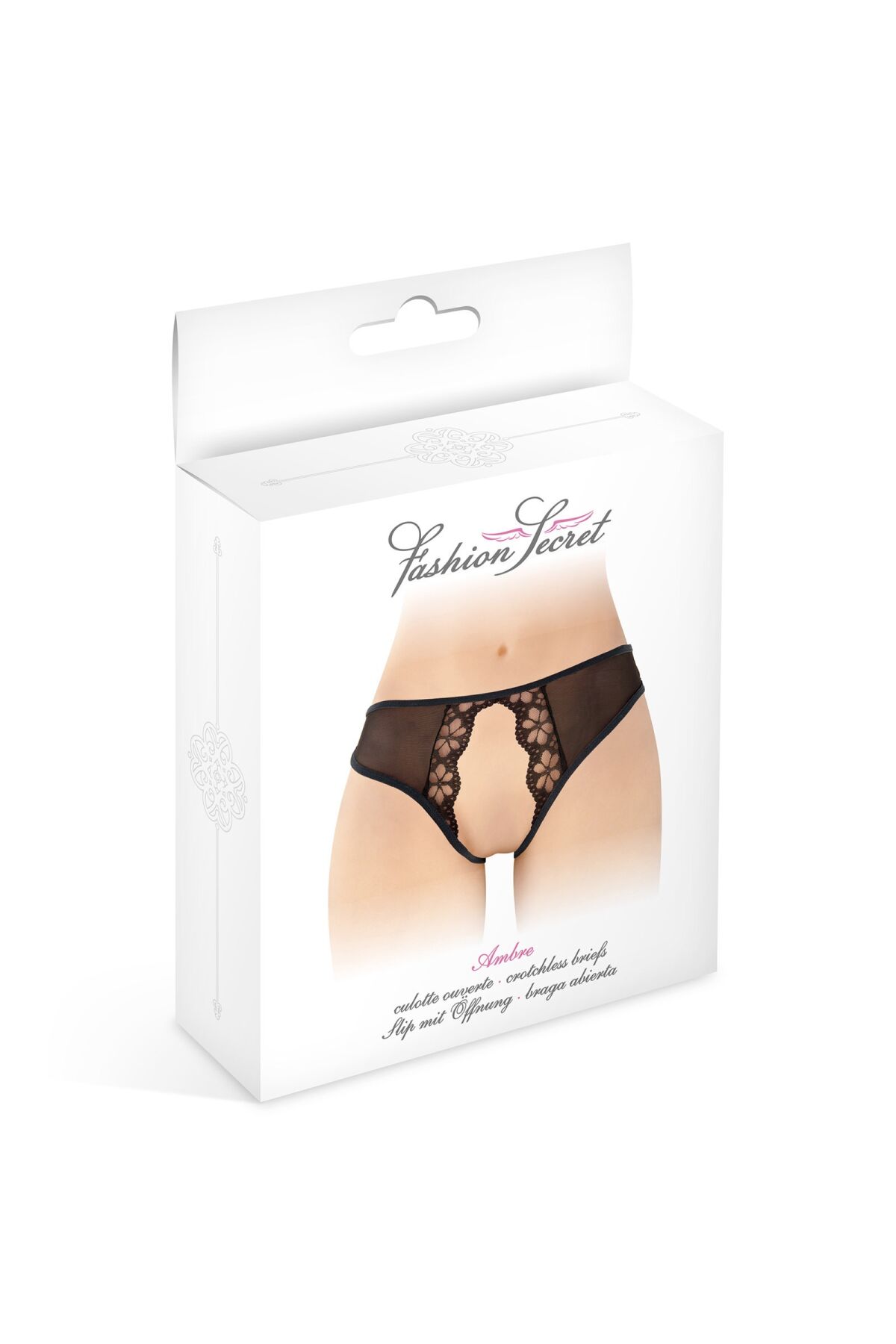 Трусики с открытым доступом Fashion Secret Ambre Black, сетка
