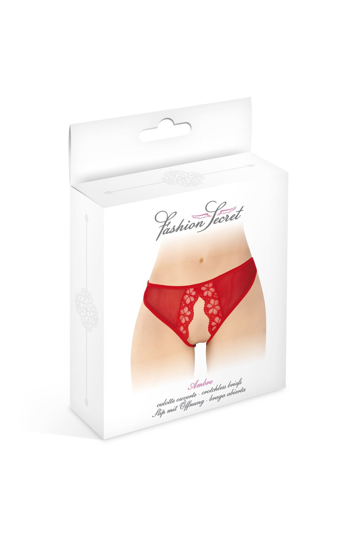 Трусики с открытым доступом Fashion Secret Ambre Red, сетка