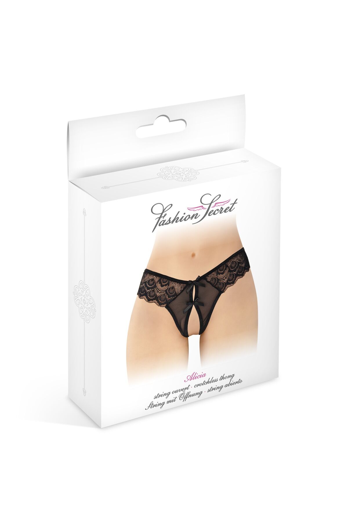 Трусики-стринги с открытым доступом Fashion Secret Alicia Black, с бантиком