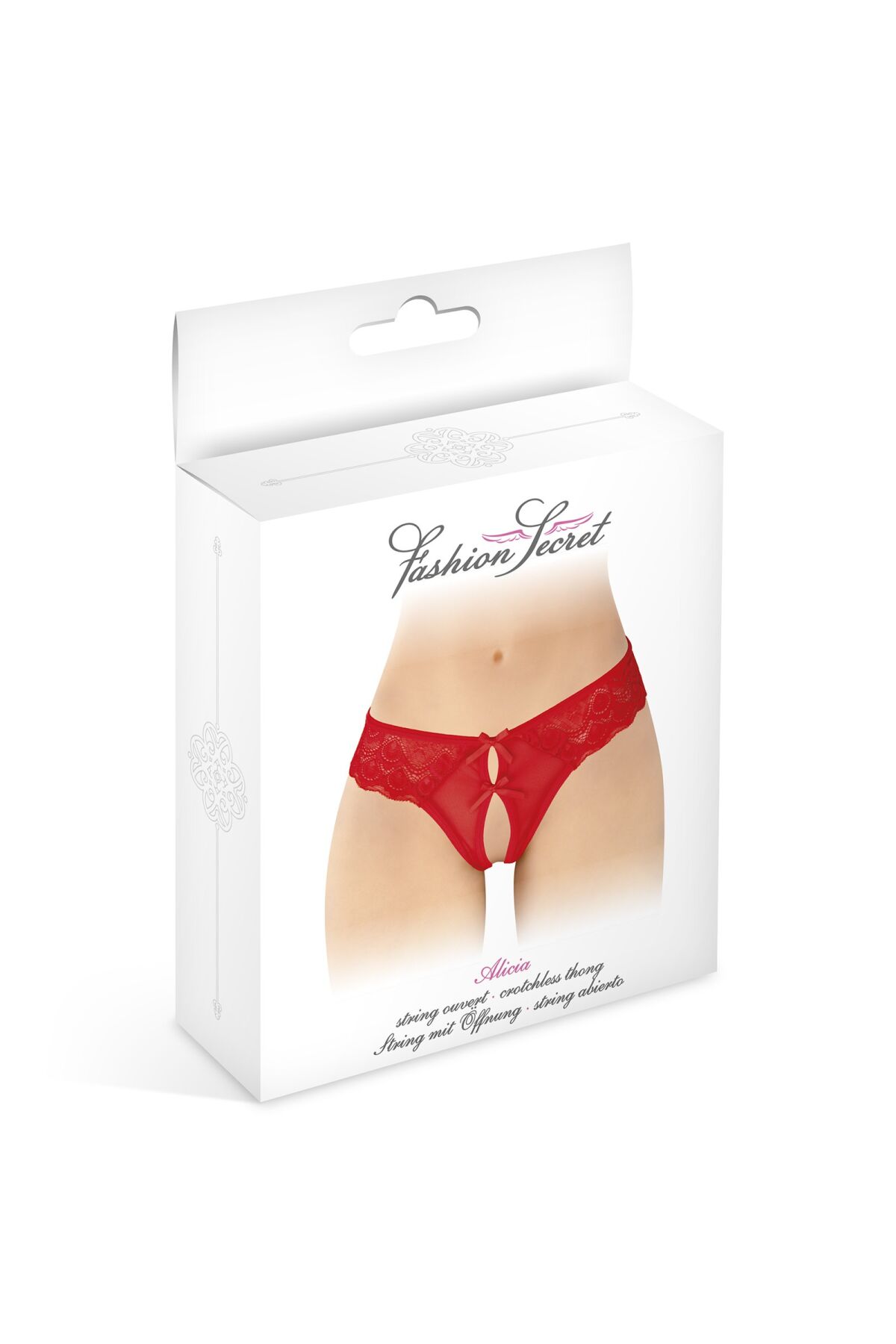 Трусики-стринги с открытым доступом Fashion Secret Alicia Red, с бантиком