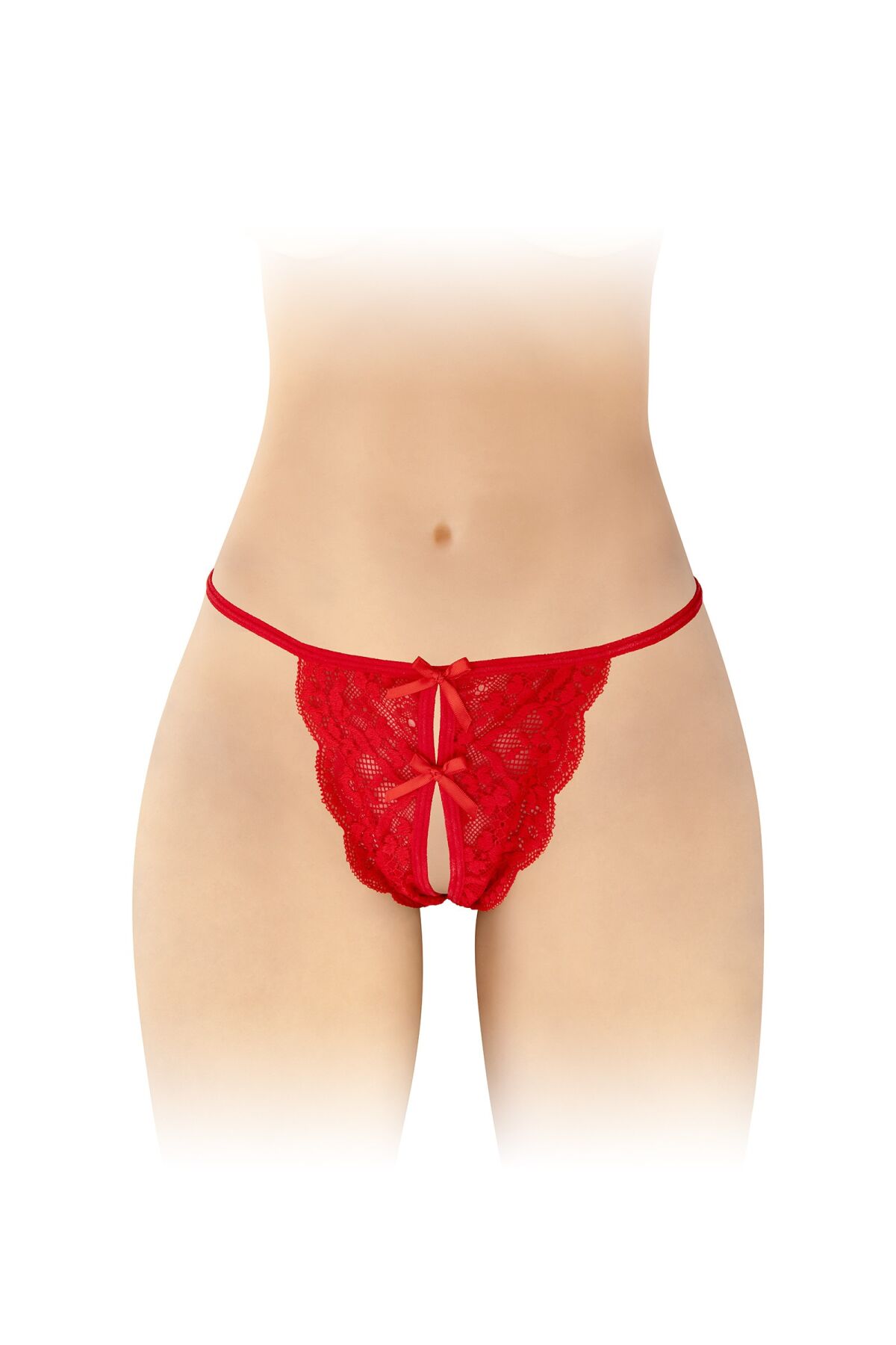 Трусики с открытым доступом Fashion Secret Cindy Red, кружево с бантиком