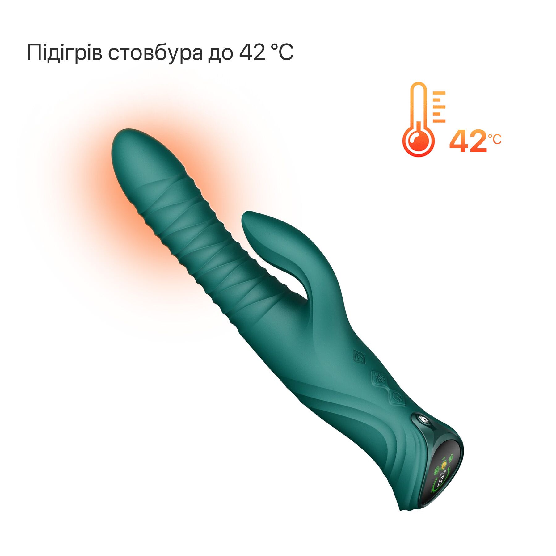 Смарт пульсатор-кролик с вибрацией Zalo Mose 2 Turquoise Green, подогрев до 42°C, кристалл Swarovski