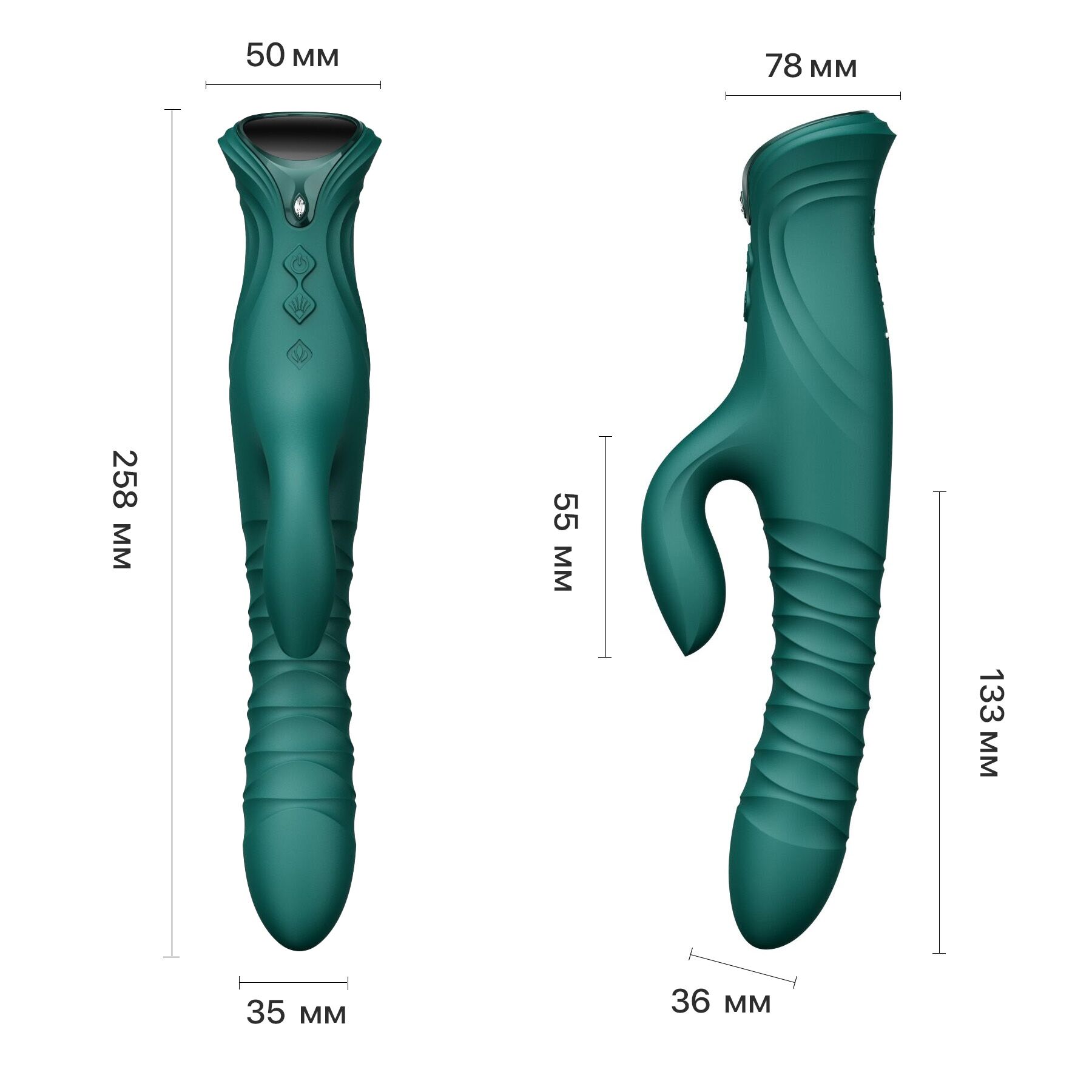 Смарт пульсатор-кролик с вибрацией Zalo Mose 2 Turquoise Green, подогрев до 42°C, кристалл Swarovski