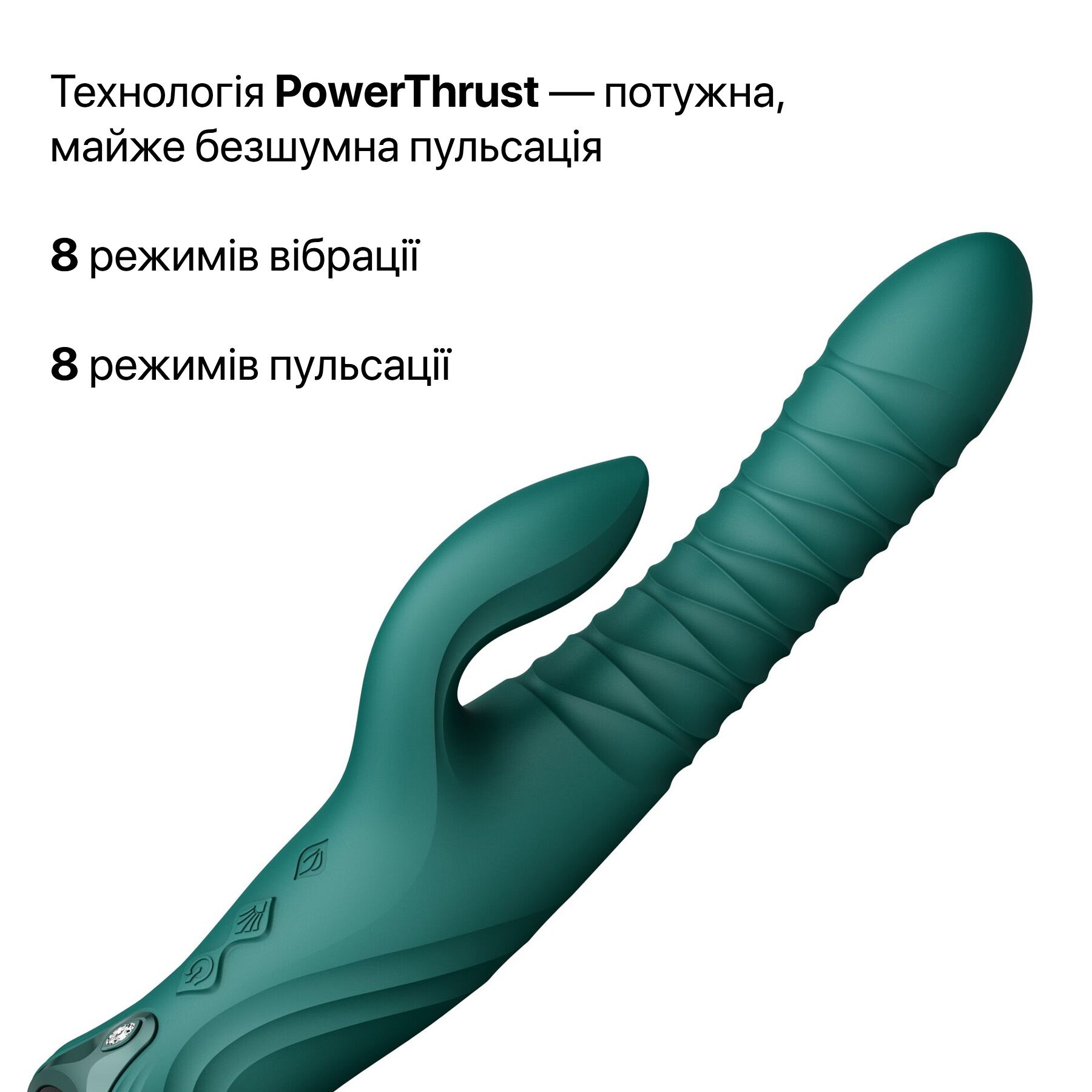 Смарт пульсатор-кролик с вибрацией Zalo Mose 2 Turquoise Green, подогрев до 42°C, кристалл Swarovski