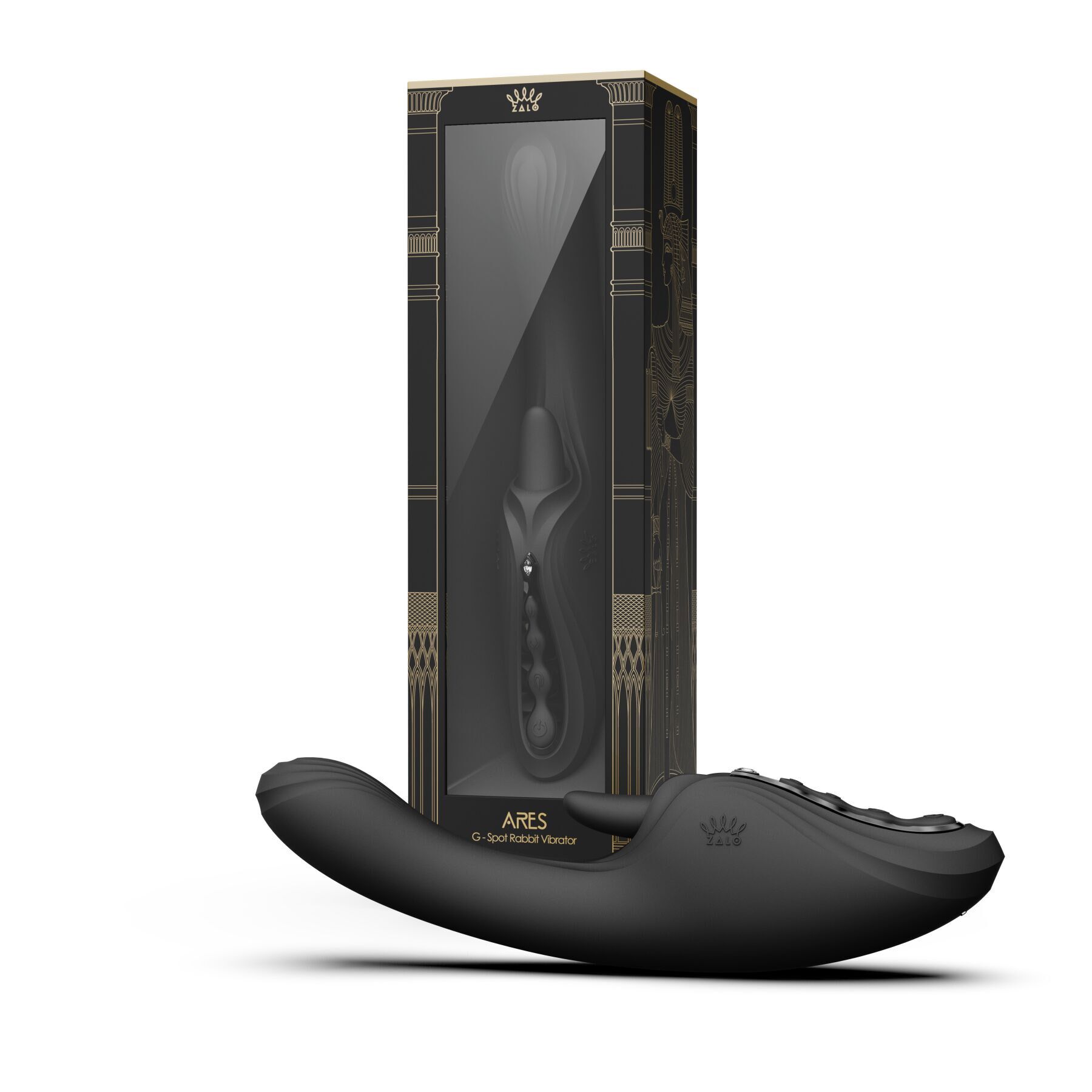 Смарт-вибратор Zalo Ares Obsidian Black, подогрев, 3 мотора, язычок для клитора, стимуляция точки G