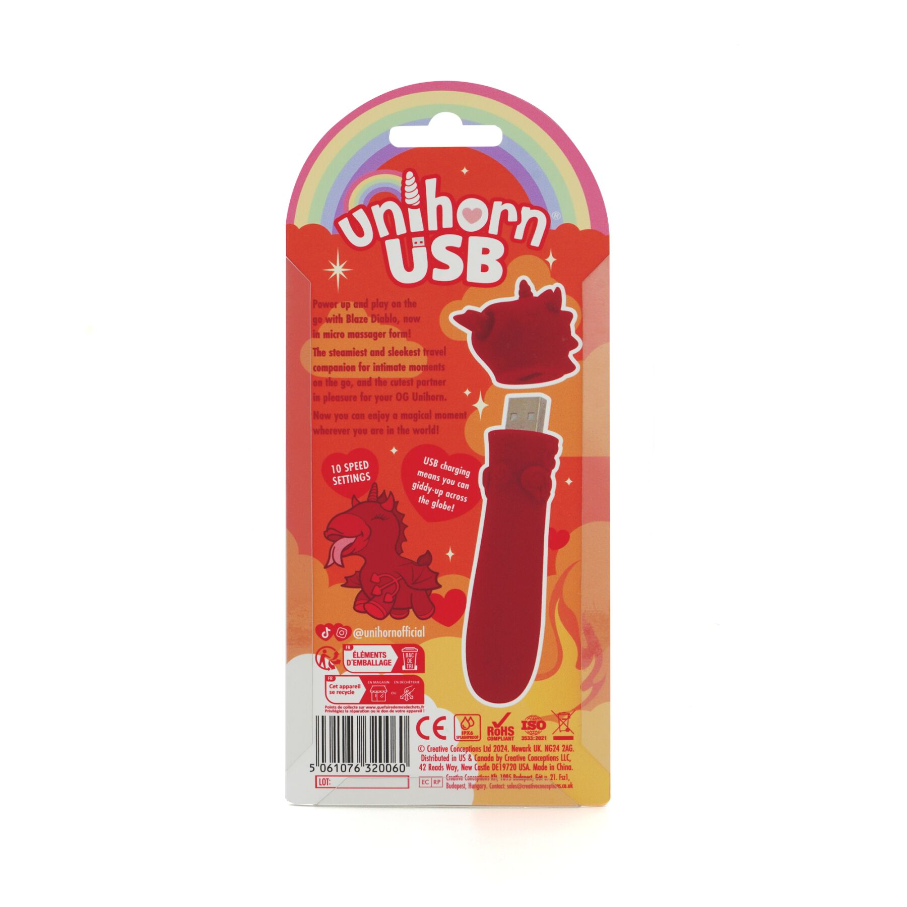 Вибратор-единорожка Unihorn USB Bullet – Blaze Diablo вибропуля, USB-зарядка, 10 режимов